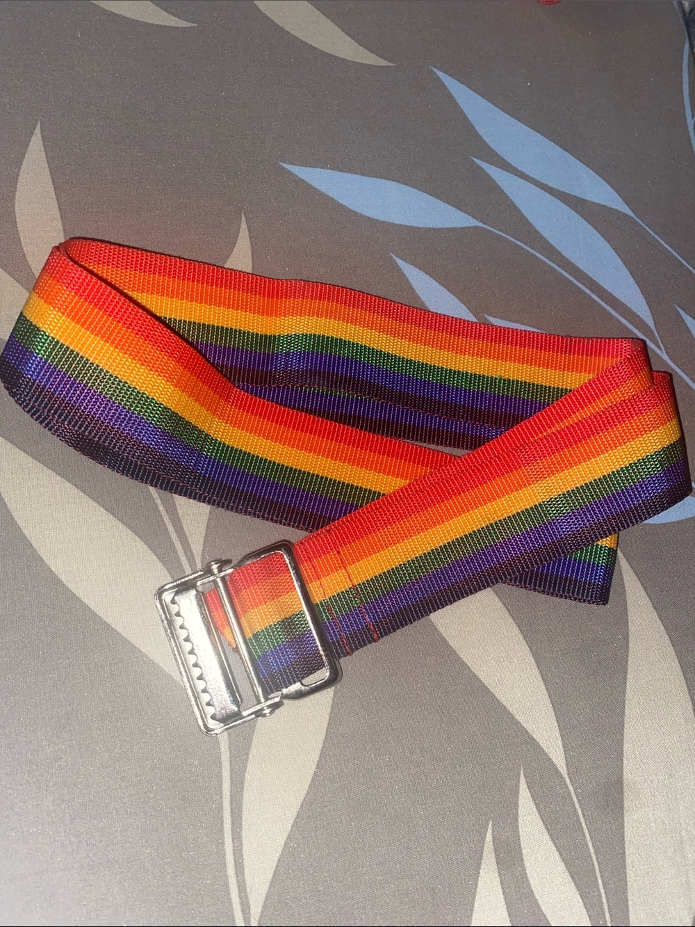 Rainbow Stripe Webbing Belt - Multicolor New no packaging